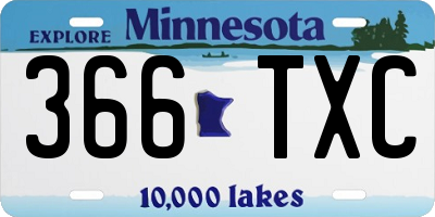 MN license plate 366TXC