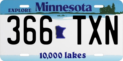 MN license plate 366TXN