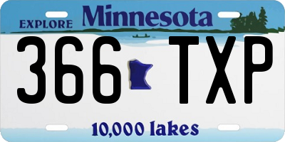 MN license plate 366TXP