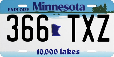 MN license plate 366TXZ