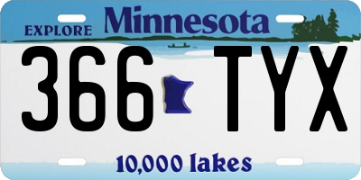 MN license plate 366TYX
