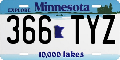 MN license plate 366TYZ