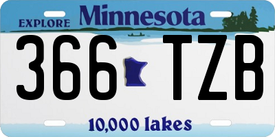 MN license plate 366TZB