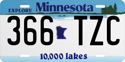 MN license plate 366TZC