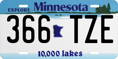 MN license plate 366TZE