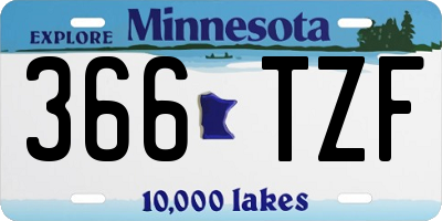 MN license plate 366TZF
