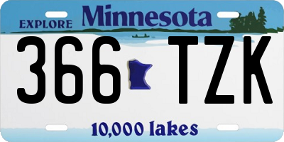MN license plate 366TZK