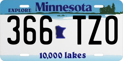 MN license plate 366TZO