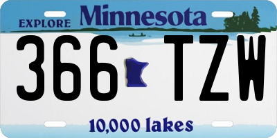 MN license plate 366TZW