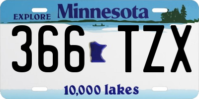 MN license plate 366TZX