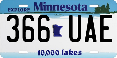 MN license plate 366UAE