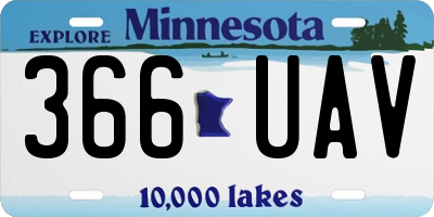 MN license plate 366UAV