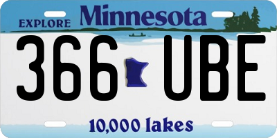 MN license plate 366UBE