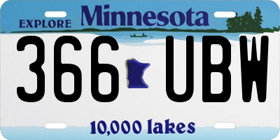 MN license plate 366UBW