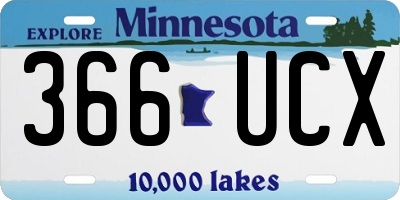 MN license plate 366UCX