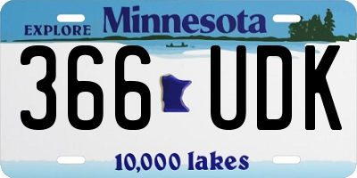 MN license plate 366UDK