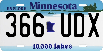 MN license plate 366UDX