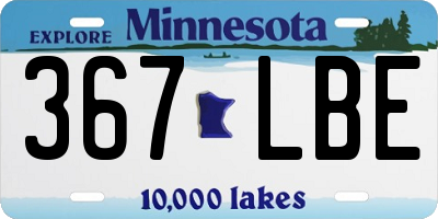 MN license plate 367LBE