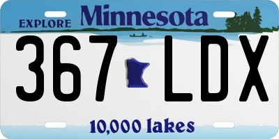 MN license plate 367LDX