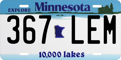 MN license plate 367LEM