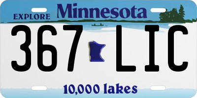MN license plate 367LIC