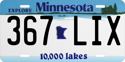 MN license plate 367LIX