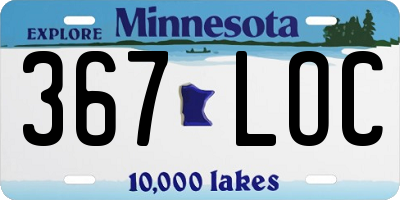 MN license plate 367LOC