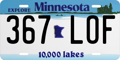 MN license plate 367LOF