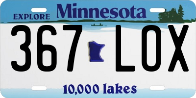 MN license plate 367LOX