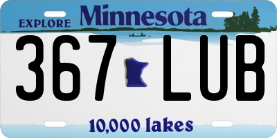 MN license plate 367LUB