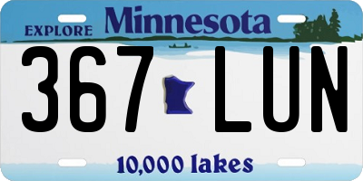 MN license plate 367LUN
