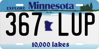 MN license plate 367LUP