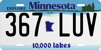 MN license plate 367LUV
