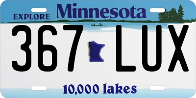 MN license plate 367LUX