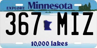 MN license plate 367MIZ