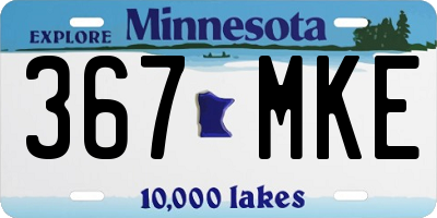MN license plate 367MKE