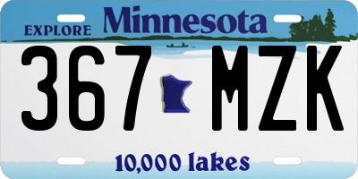 MN license plate 367MZK