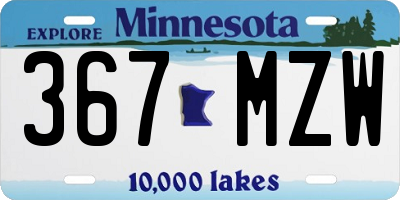 MN license plate 367MZW