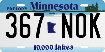 MN license plate 367NOK