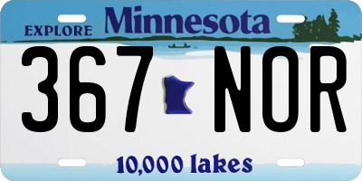 MN license plate 367NOR