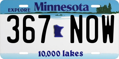 MN license plate 367NOW