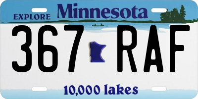 MN license plate 367RAF