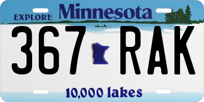 MN license plate 367RAK