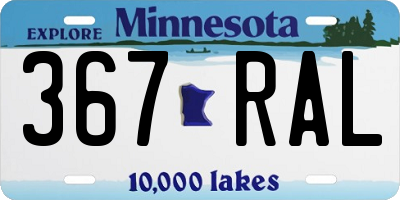 MN license plate 367RAL