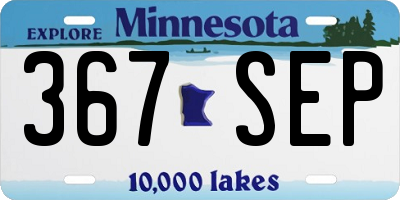 MN license plate 367SEP