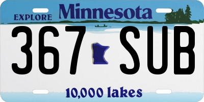 MN license plate 367SUB