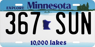 MN license plate 367SUN