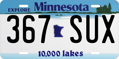 MN license plate 367SUX
