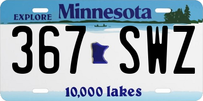 MN license plate 367SWZ