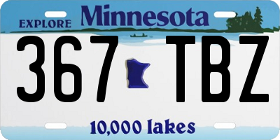 MN license plate 367TBZ